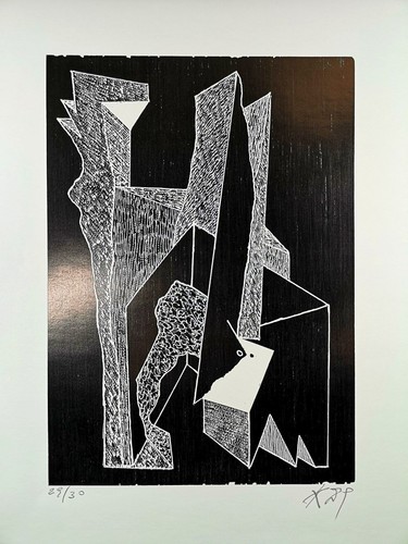 Woodblock print 1989 signed - woodblock,