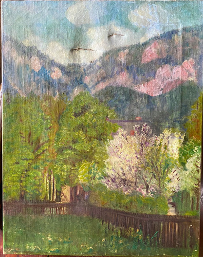 Oil painting flowering park - ::oil,